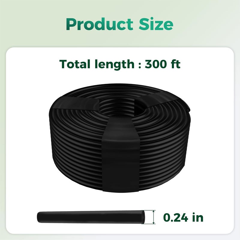 SPONDWILD 300 Ft 1/4 Inch Blank Distribution Tubing - UV Protected Flexible Black Drip Hose, Universal for Garden, Potted Plants & Veggie Beds, Fits Standard Drip Components - Image 2